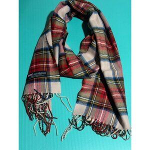 Beonon 100% Cashmere Soft  Scarf Camel Stewart Plaid Tartan with Fringes